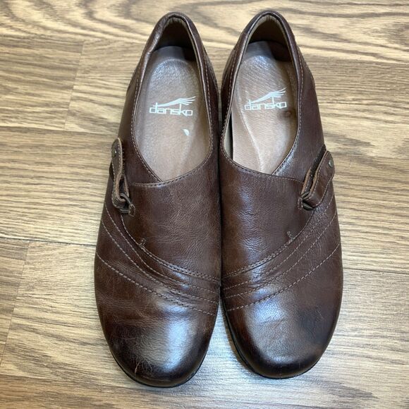 Dansko Womens 38 7.5 8 Franny Loafer Slip On Shoes Burnished Leather Adjustable - Picture 6 of 11